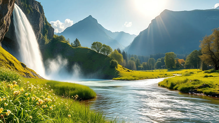Stunning alpine waterfall photography featuring majestic cascades