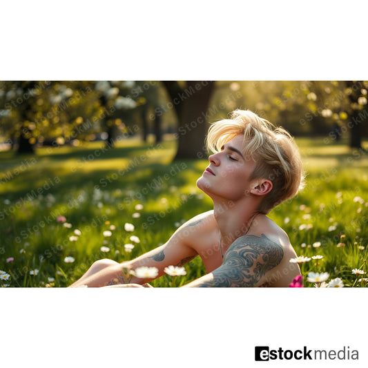 Peaceful moment in vibrant flower meadow, professional nature photography