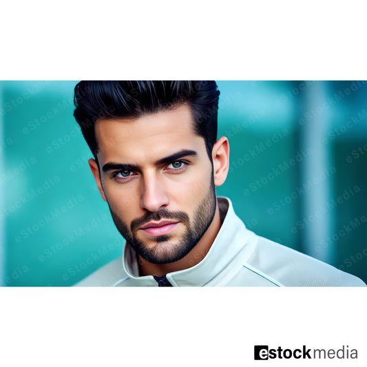 Contemporary athletic jacket in a soft blurred setting, professional fashion photography.