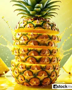 Fresh Creative Sliced Pineapple with Water Splashes