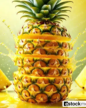 Fresh Creative Sliced Pineapple with Water Splashes